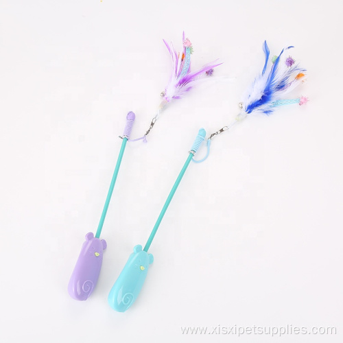 Cat stick with feather replacement head cat toys